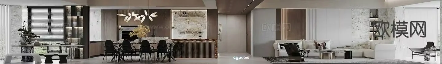Modern guest restaurant 3d model