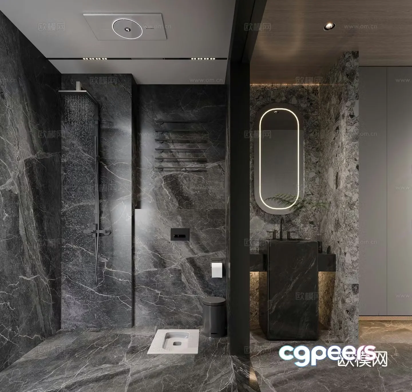 Modern Italian bathroom Shower Bathroom Shower Bathroom Heat Shower Room Bathroom Cabinet Mirror Squat 3D Model