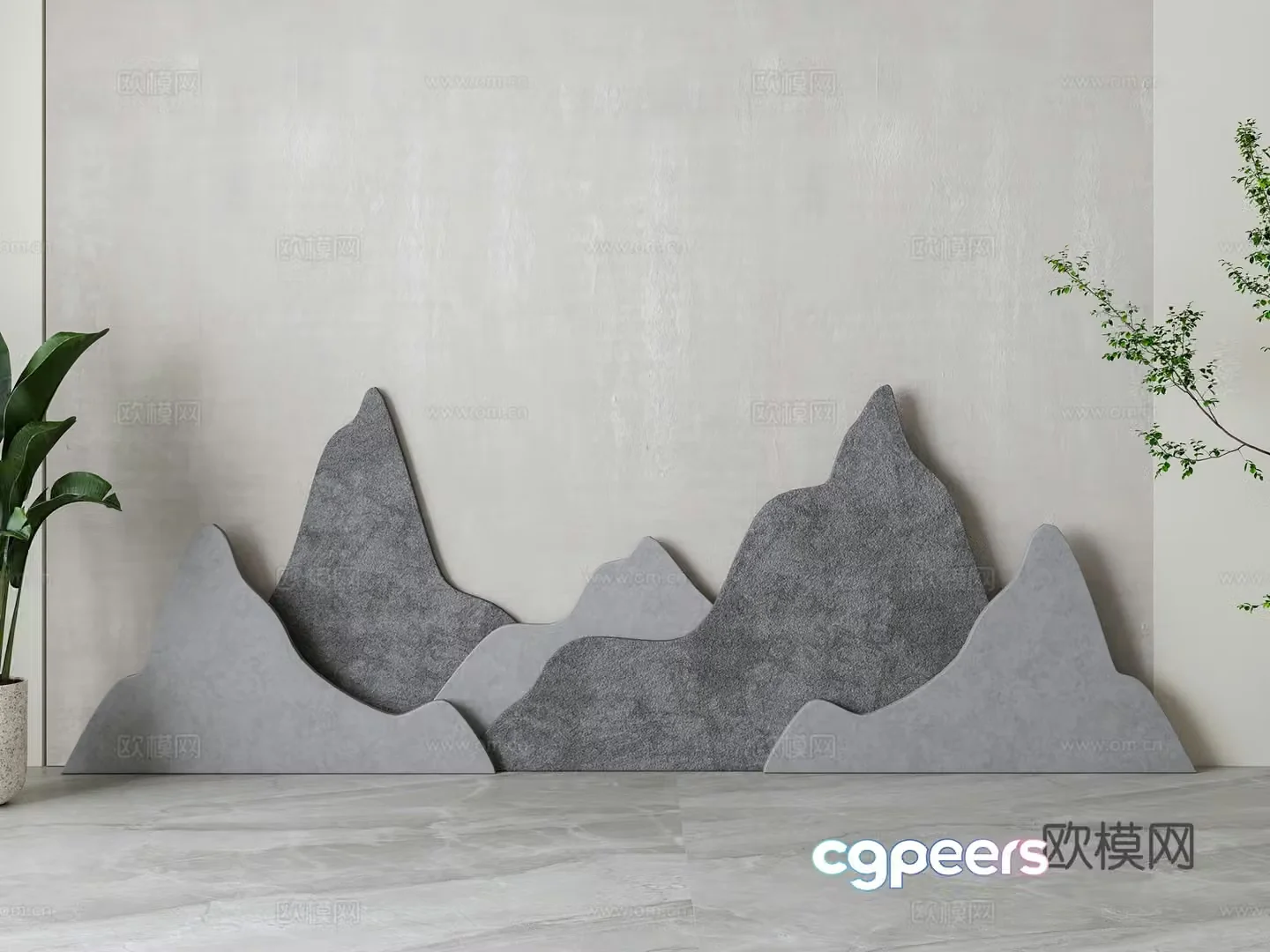 New Chinese style background wall 3d model