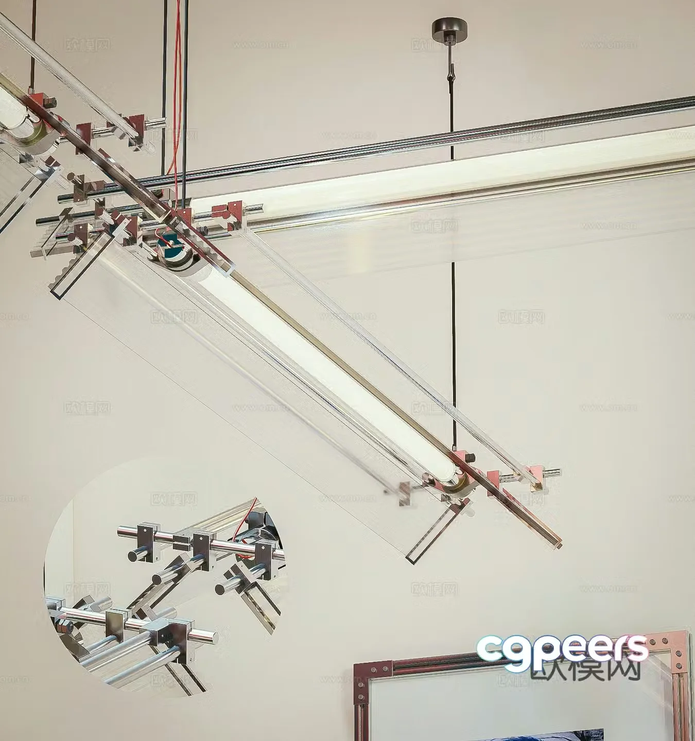 Modern cross optical axis chandelier DIY chandelier Metal chandelier Bauhaus 3D model