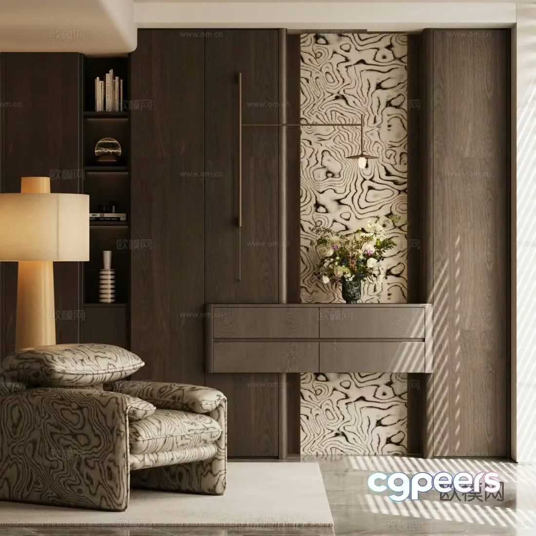 Modern Italian style entrance hall end view terrace entrance hall medieval style decorative entrance hall Haipai style entrance hall cabinet 3D model