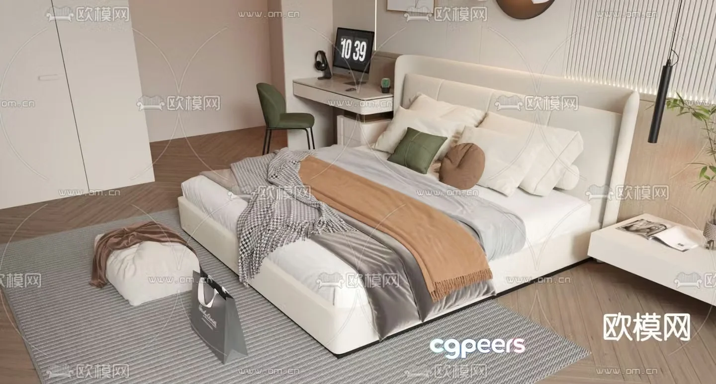 Modern double bed 3d model
