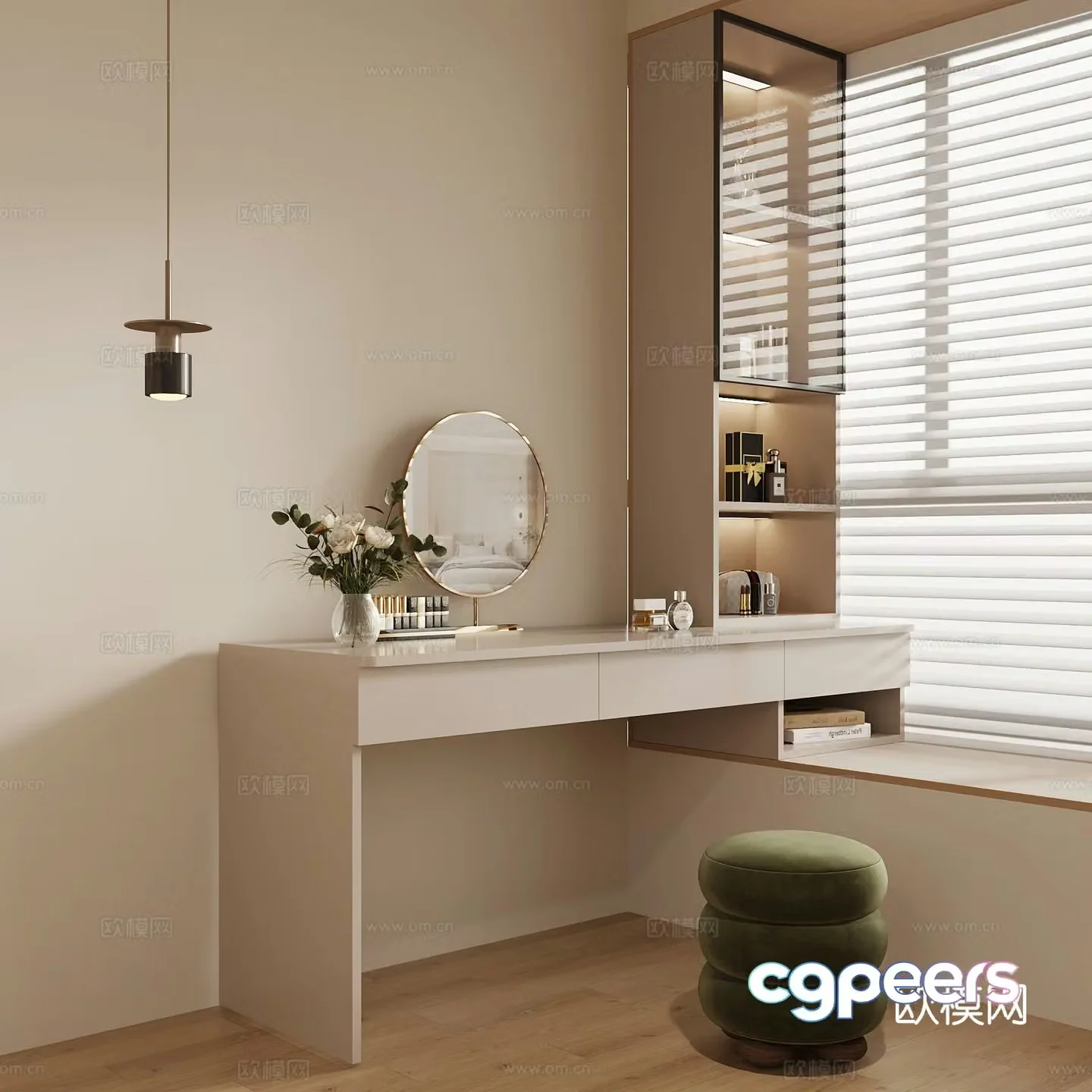Modern bay window dressing table 3d model