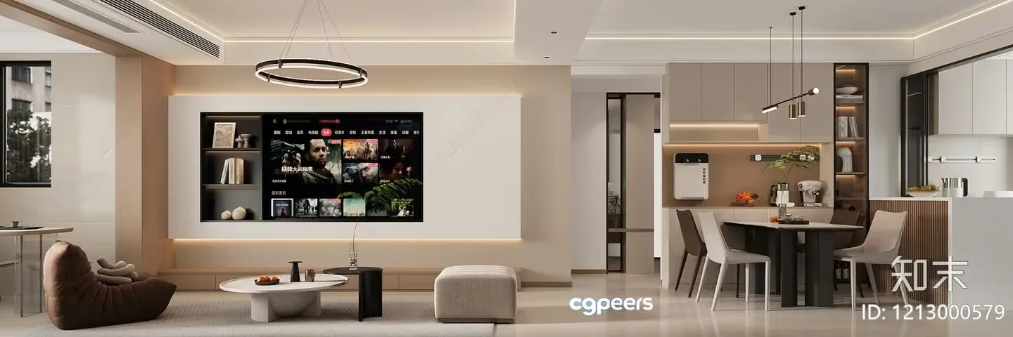 Modern Living Room 3D Model – 19848 – VRAY Render