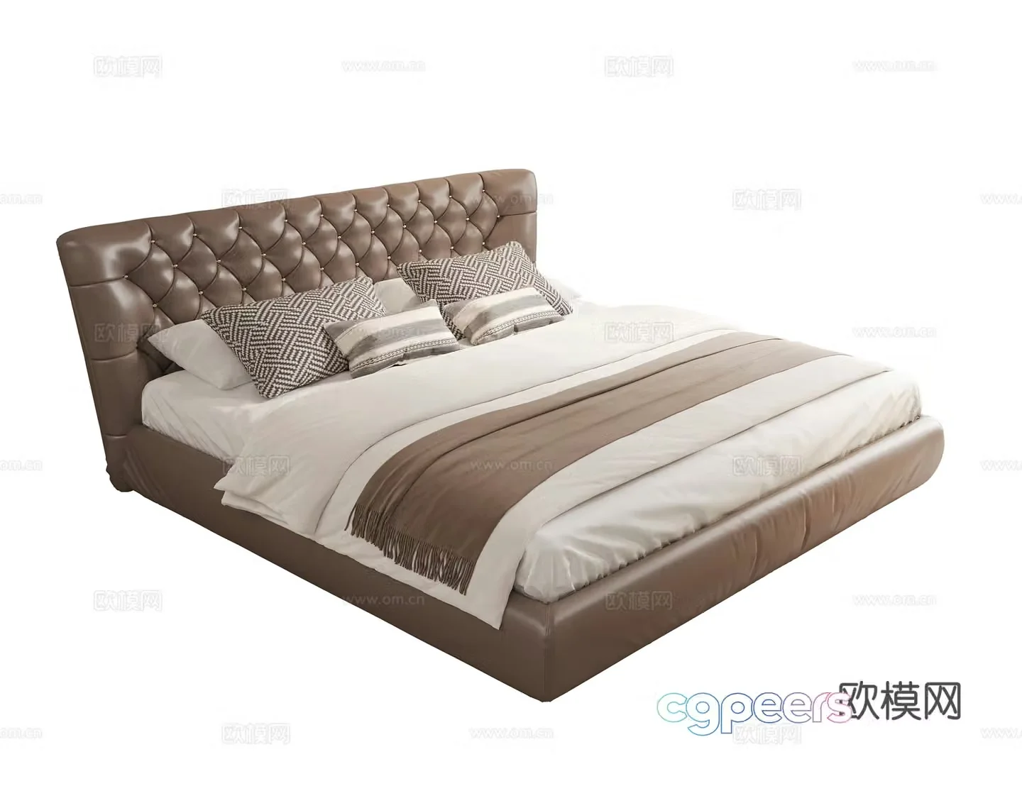 Modern Italian double bed Master bedroom bed Leather bed 3d model