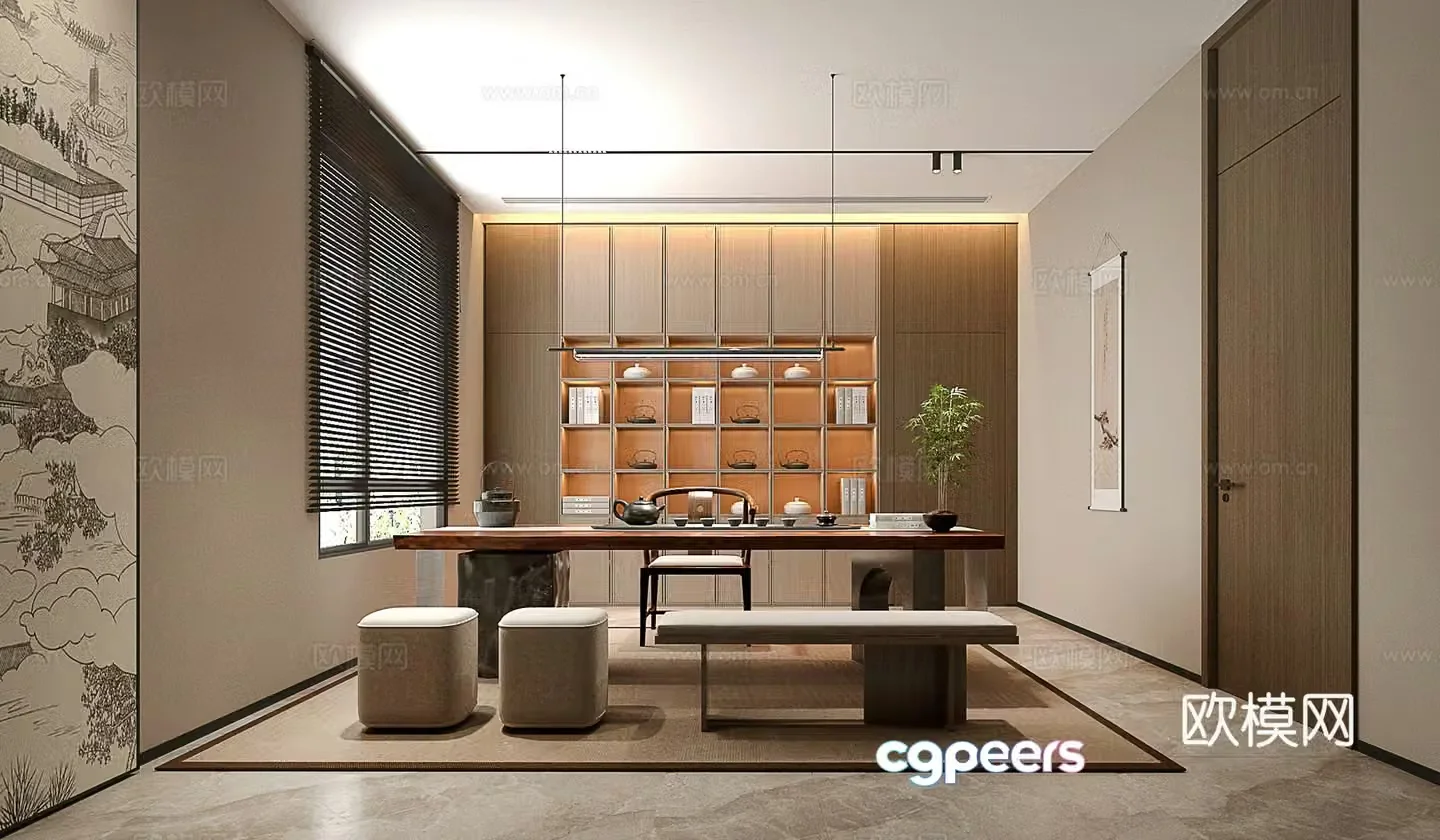 New Chinese Tea Room 3D Model 3D Model
