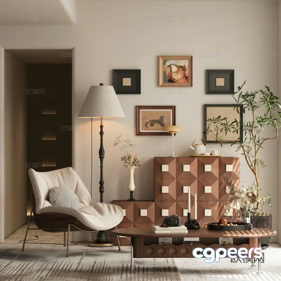Retro style chest of cabinets retro style entrance cabinets decorative cabinets side cabinets Song’s Carmen Cabinets leisure chairs 3D model