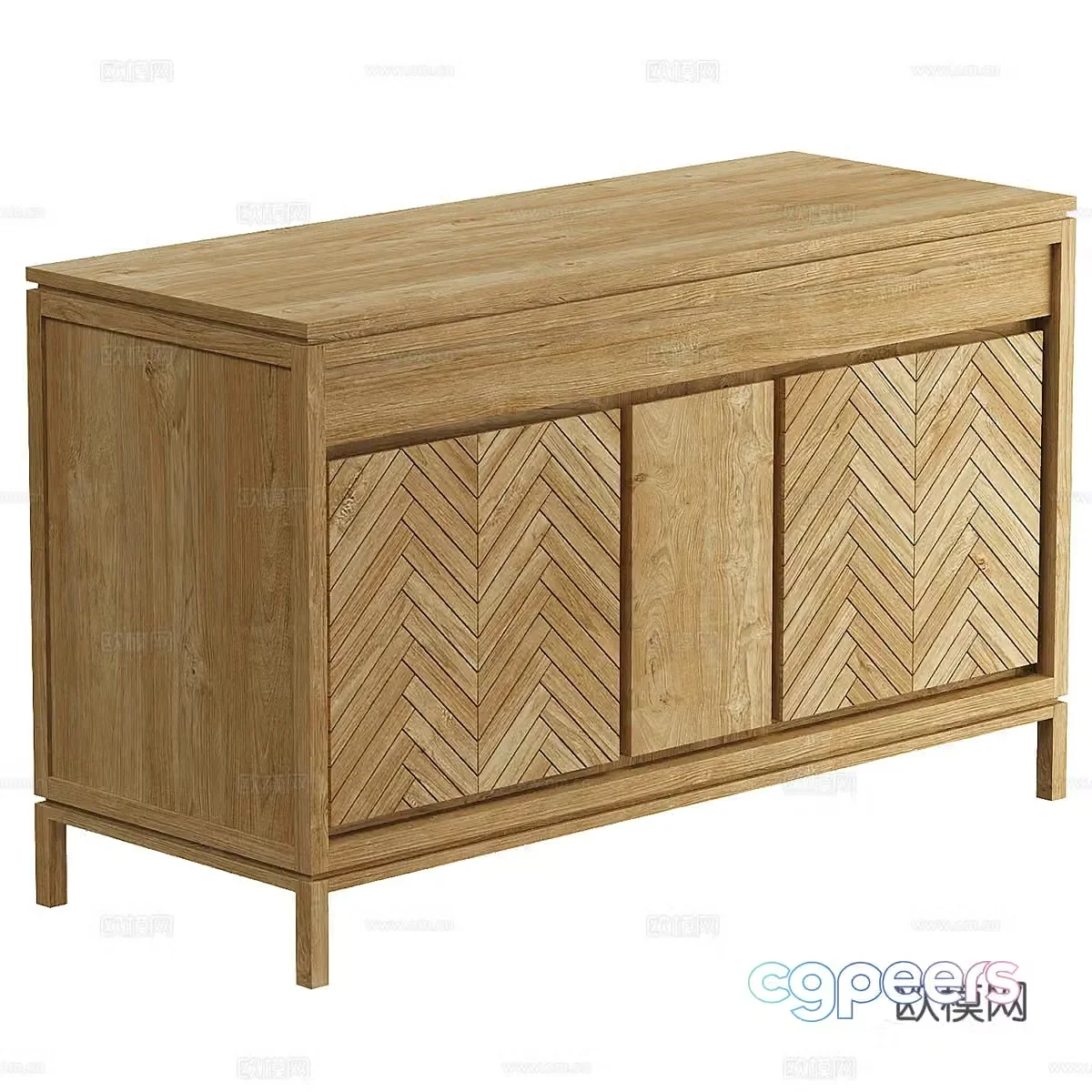 Nordic simple low cabinet side cabinet wooden cabinet 3d model