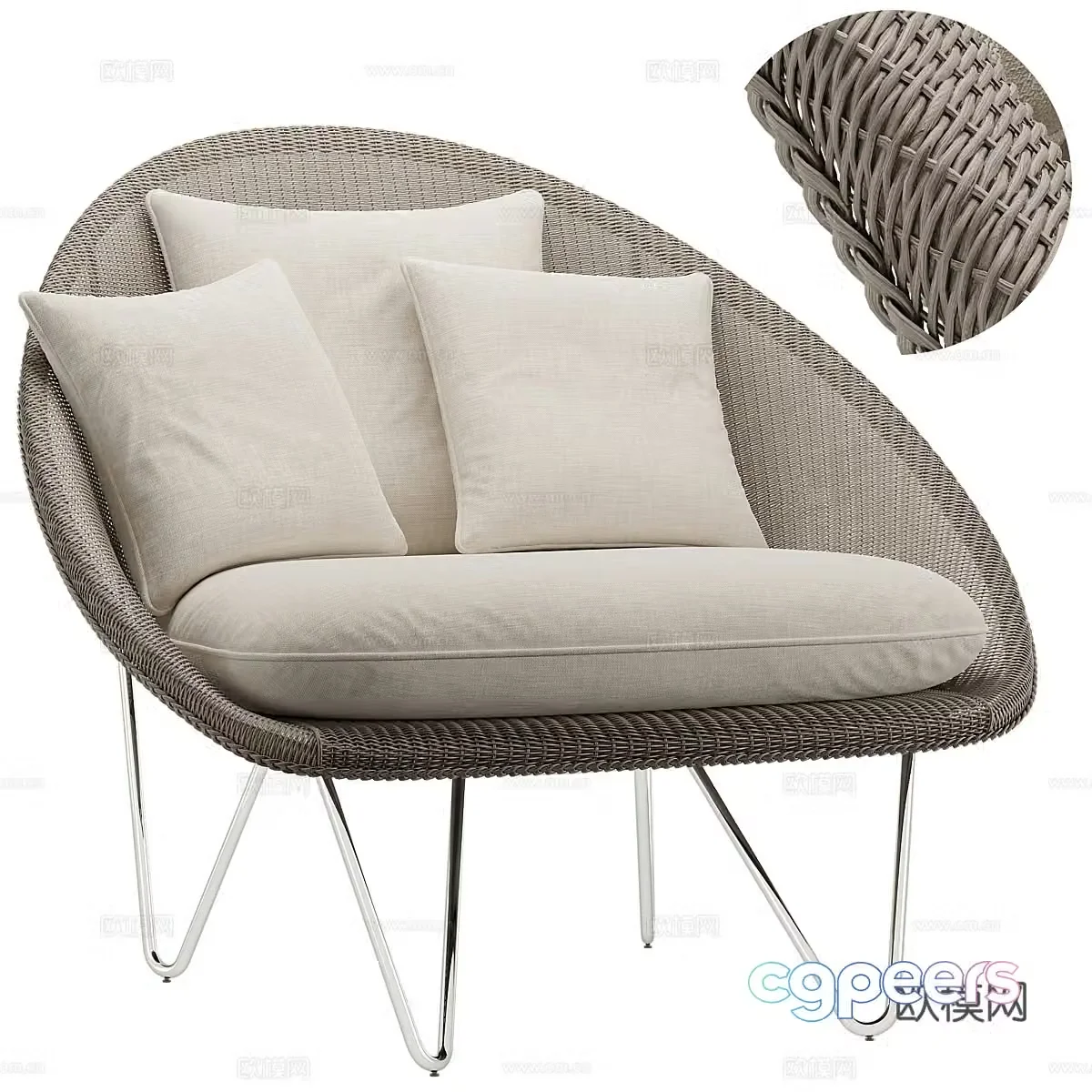 Wabi-sabi outdoor chair leisure chair sofa chair 3d model