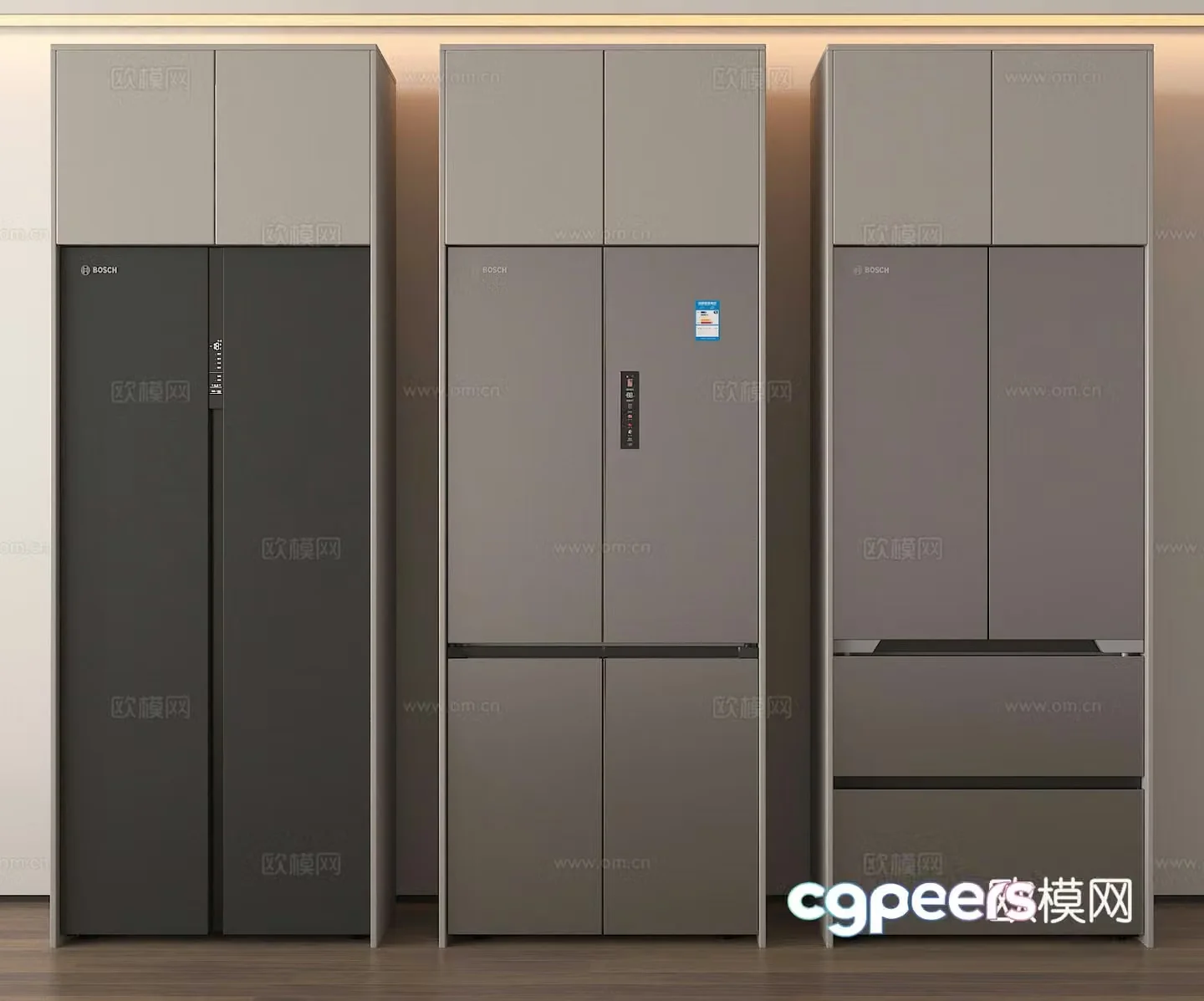 Double door refrigerator 3D model