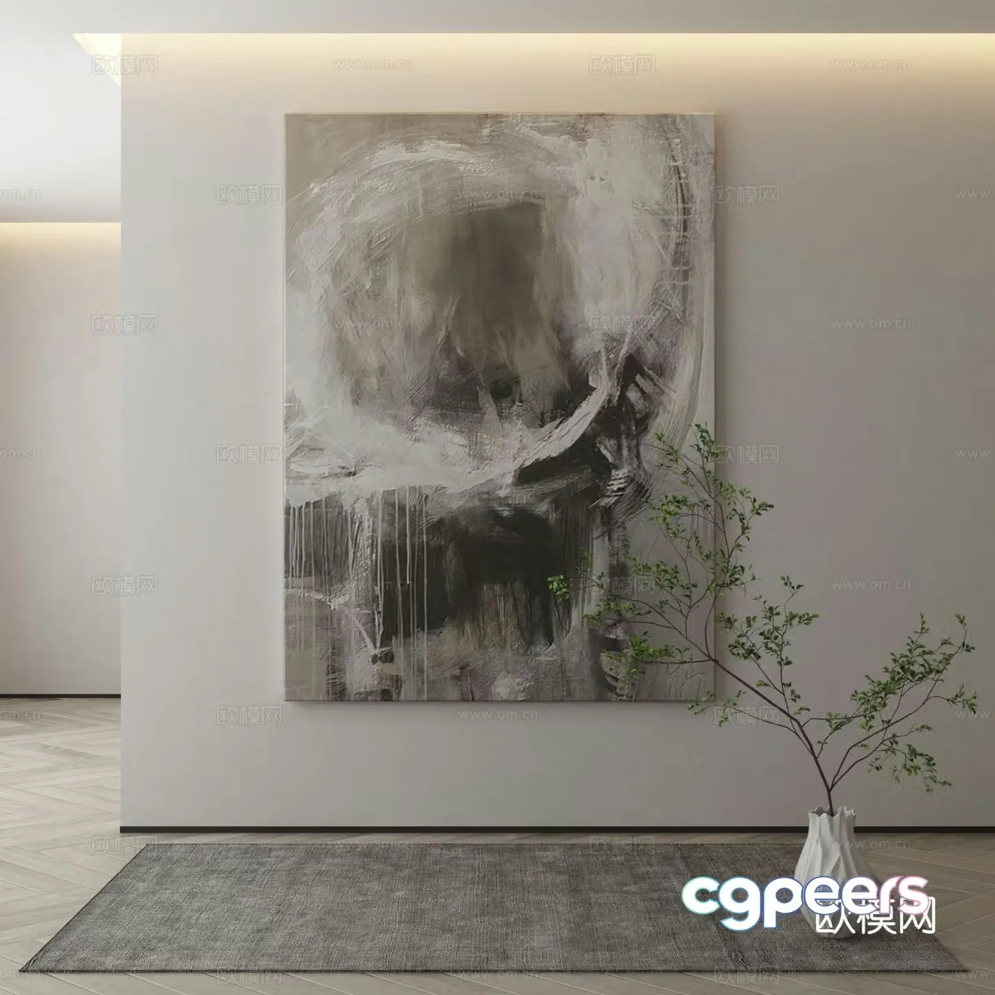 Modern decorative painting art painting abstract painting 3d model