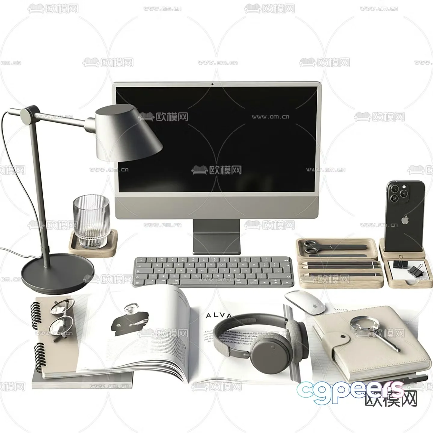 Office supplies desktop ornaments 3d model