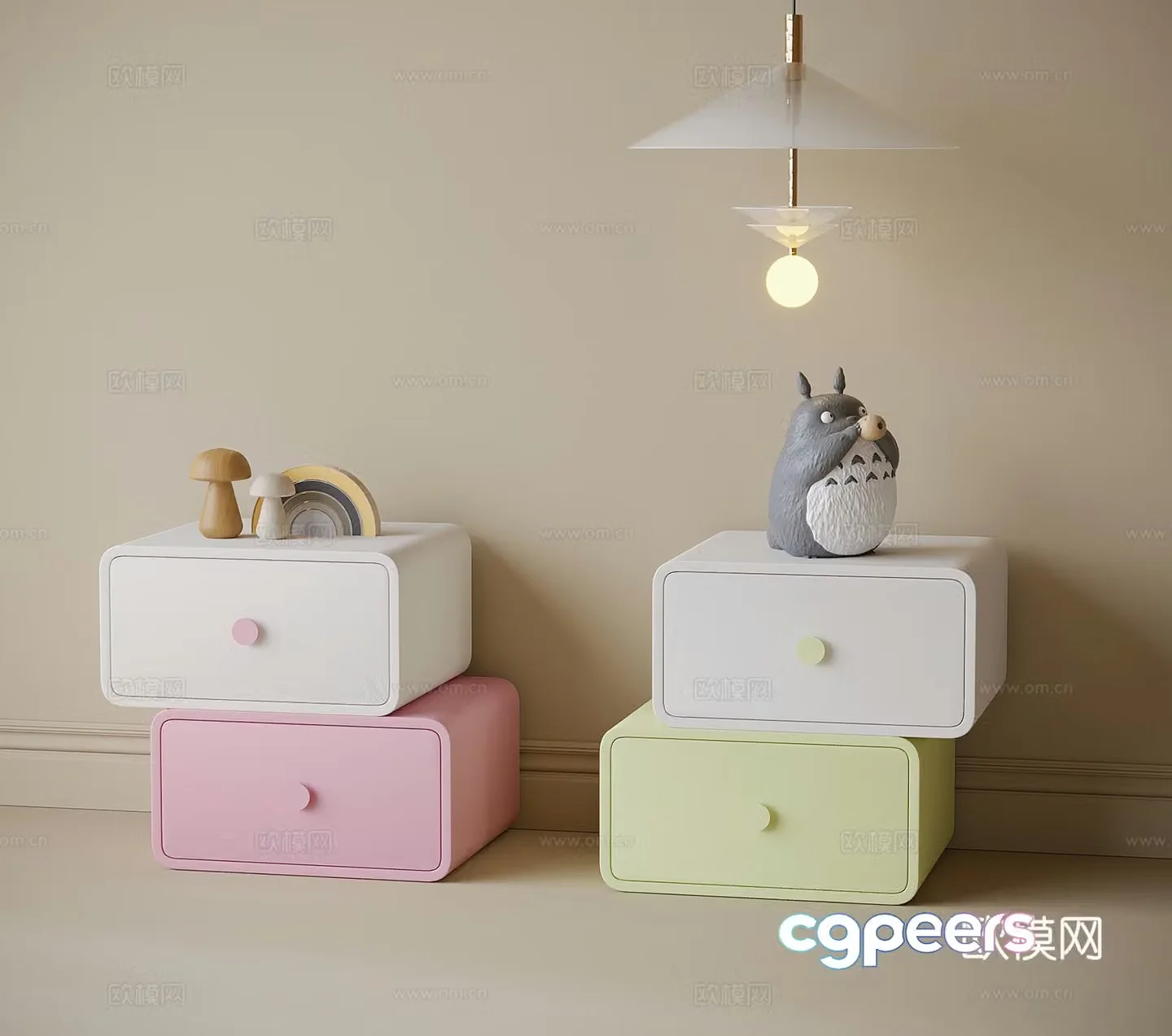Modern children’s bedside table 3d model