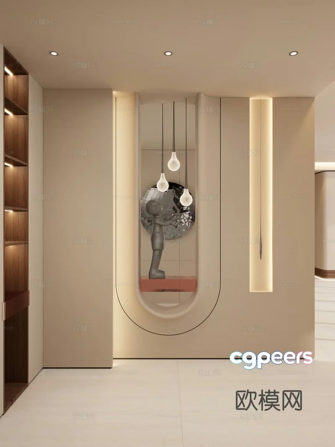 Minimalist medieval style arc shape transparent scene partition end scene entrance 3D model