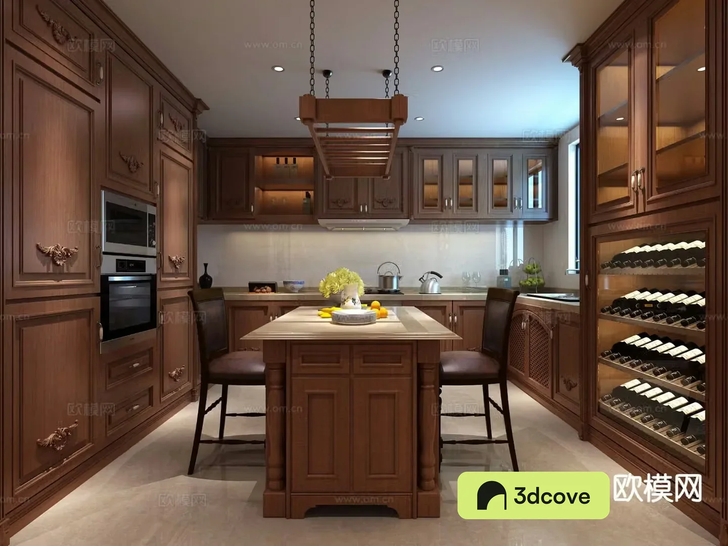 American pastoral kitchen island kitchen