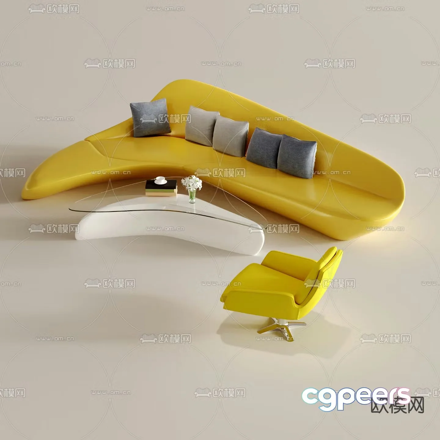 Office sofa lobby sofa 3d model