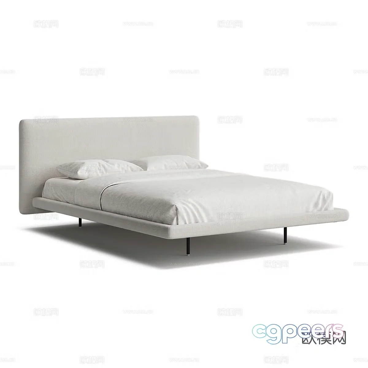 Modern simple double bed Double bed Simple double bed Bedroom double bed 3D model