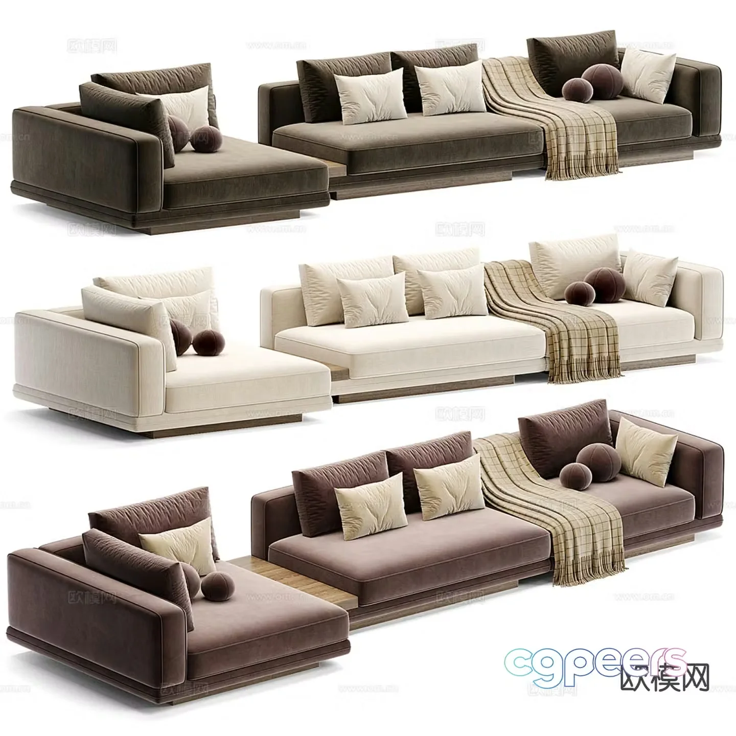 Light luxury multi-person sofa corner sofa 3D model