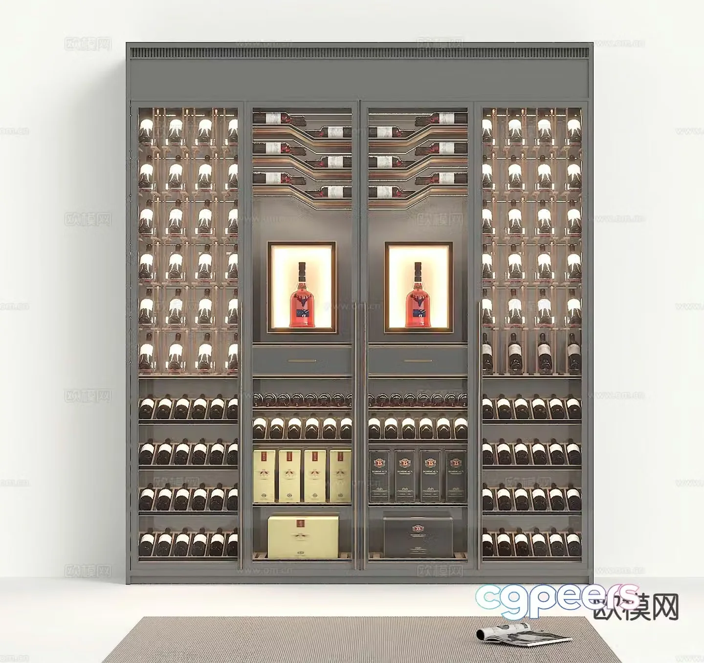 Modern wine cabinet wine cabinet wall 3d model
