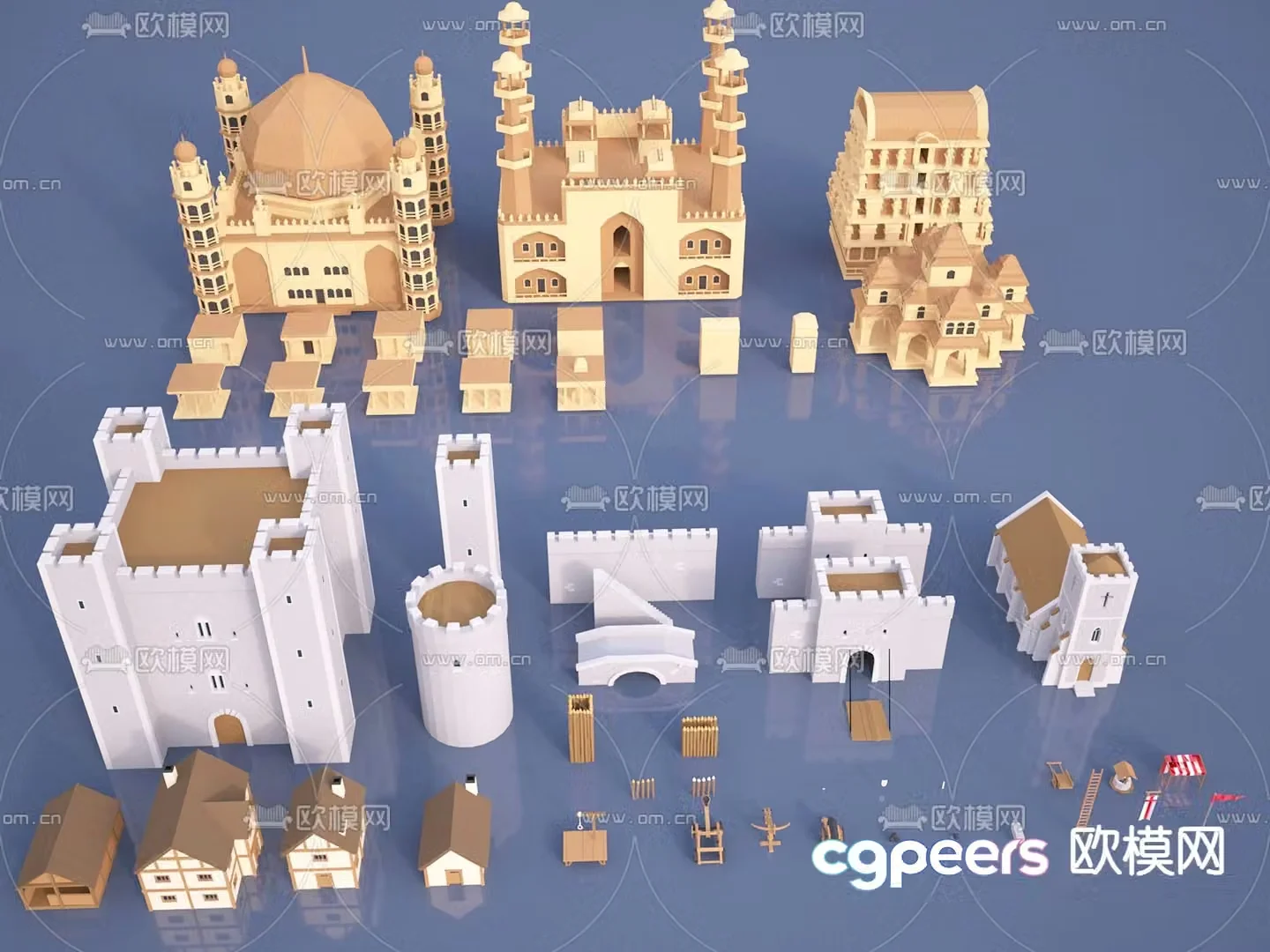 European architecture castle church 3d model