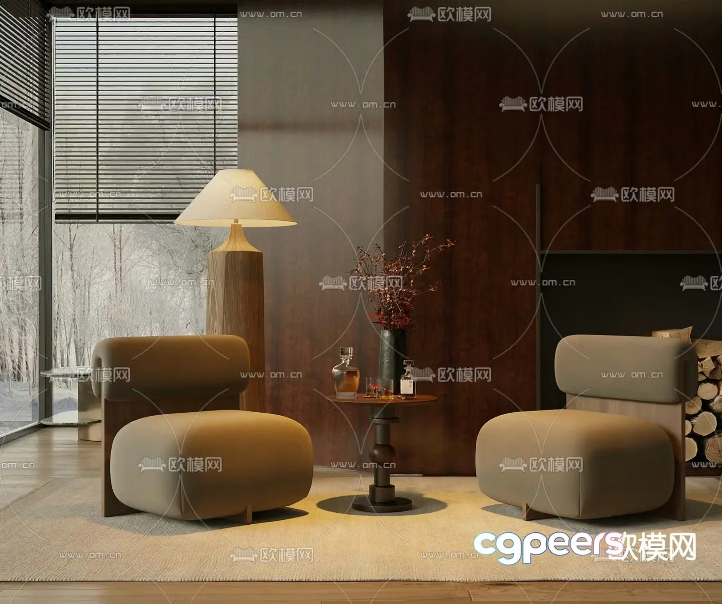 Wabi-sabi single sofa 3d model