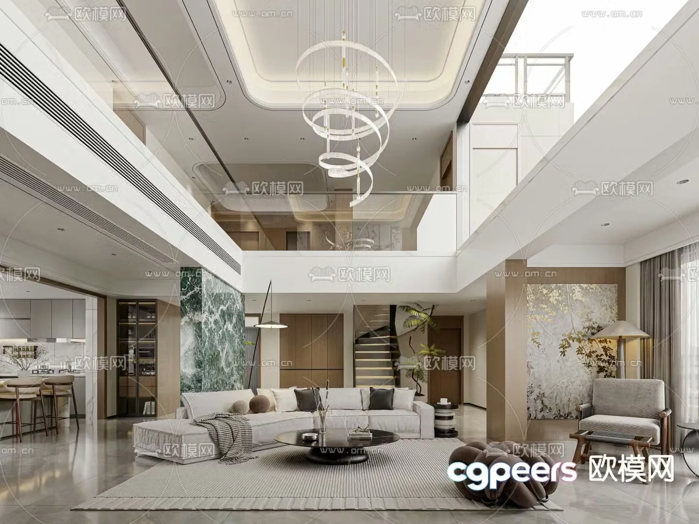 Villa living room Villa lobby 3d model