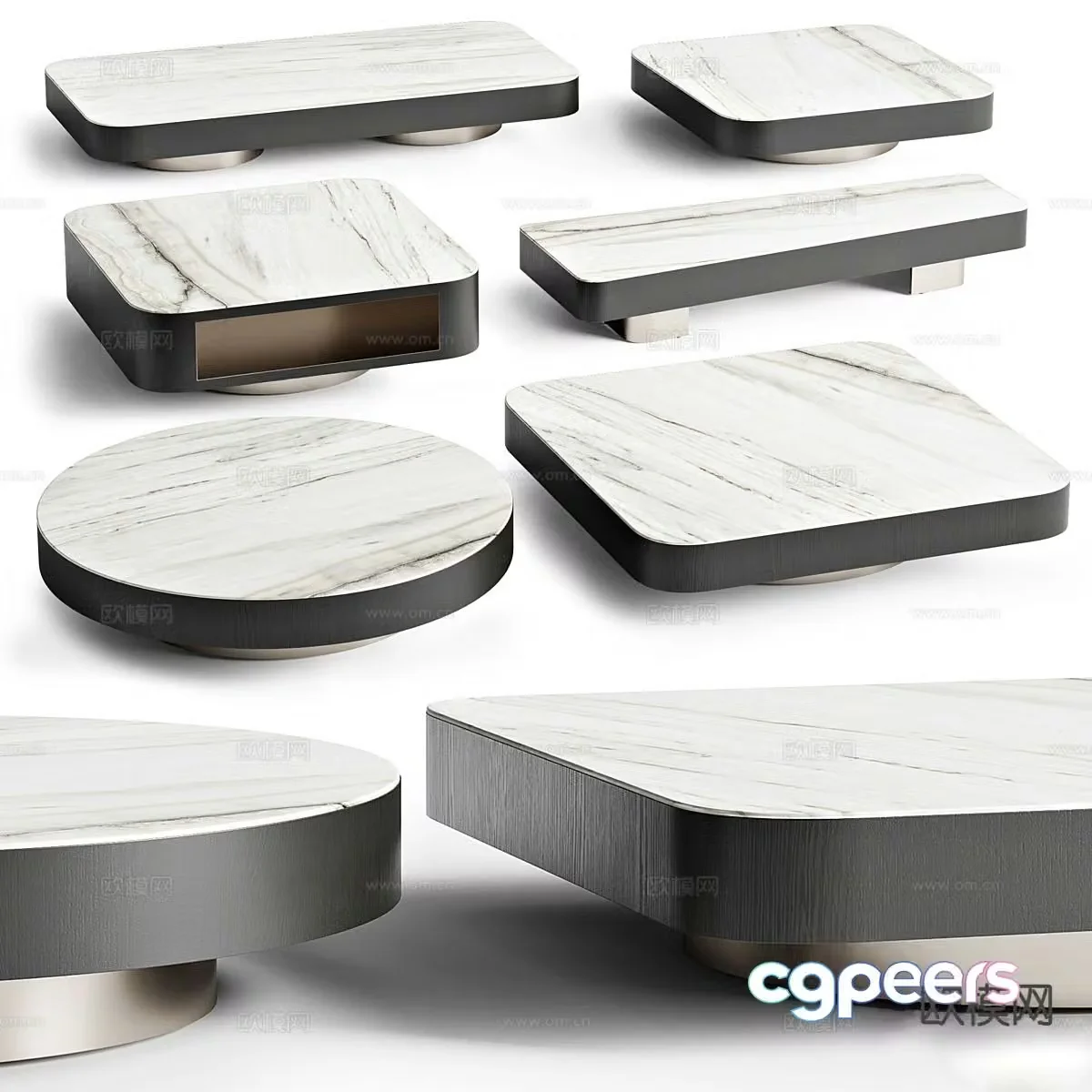Round coffee table square coffee table slate coffee table 3D model