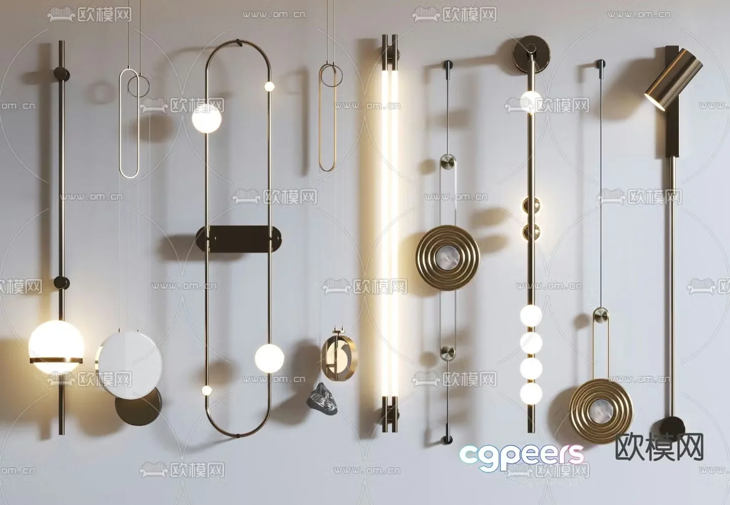 Light luxury wall lamp strip wall lamp 3d model