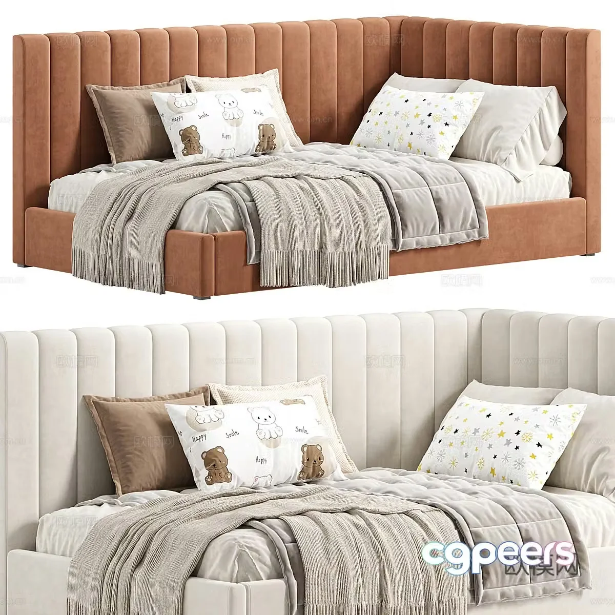 Modern Cream Style Avalon Children’s Bed 3D Model