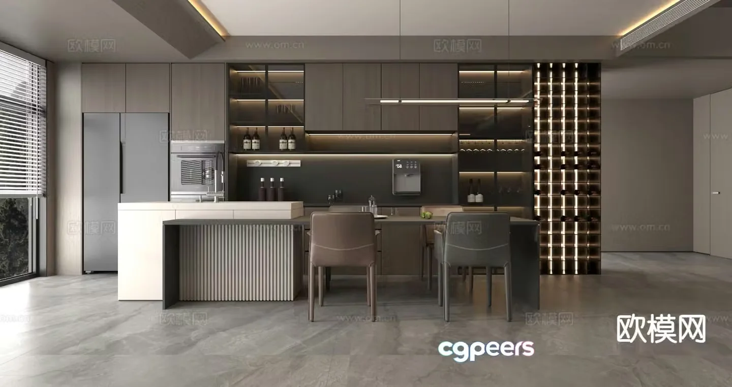 Modern island restaurant 3d model
