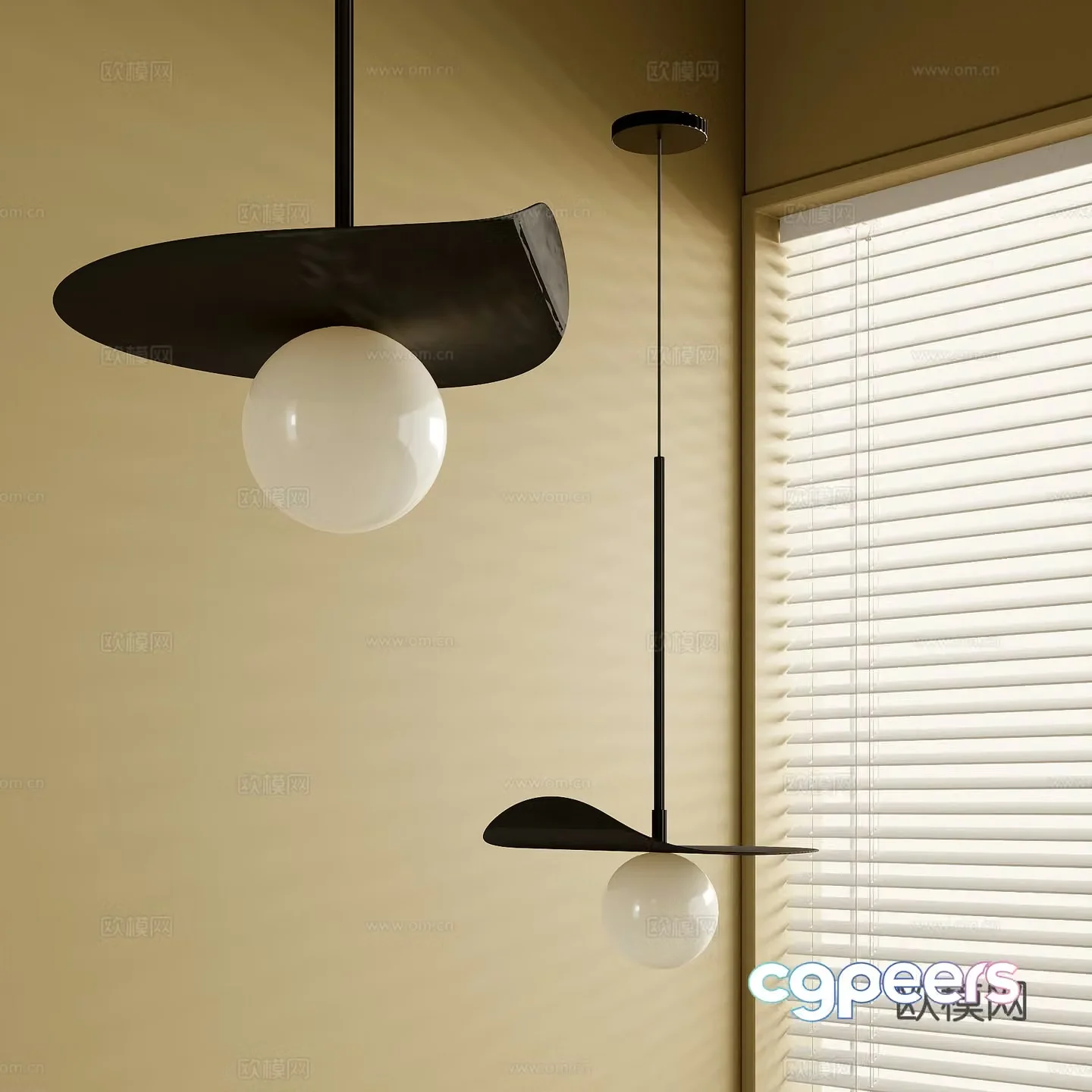 Modern metal chandeliers 3d model