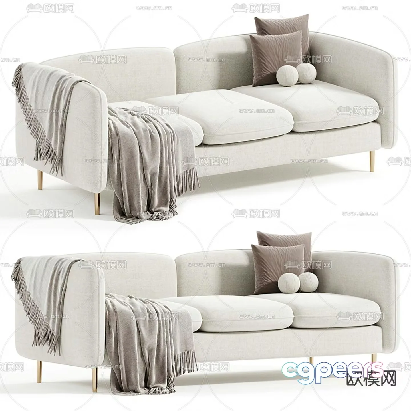 3D model of three seater sofa