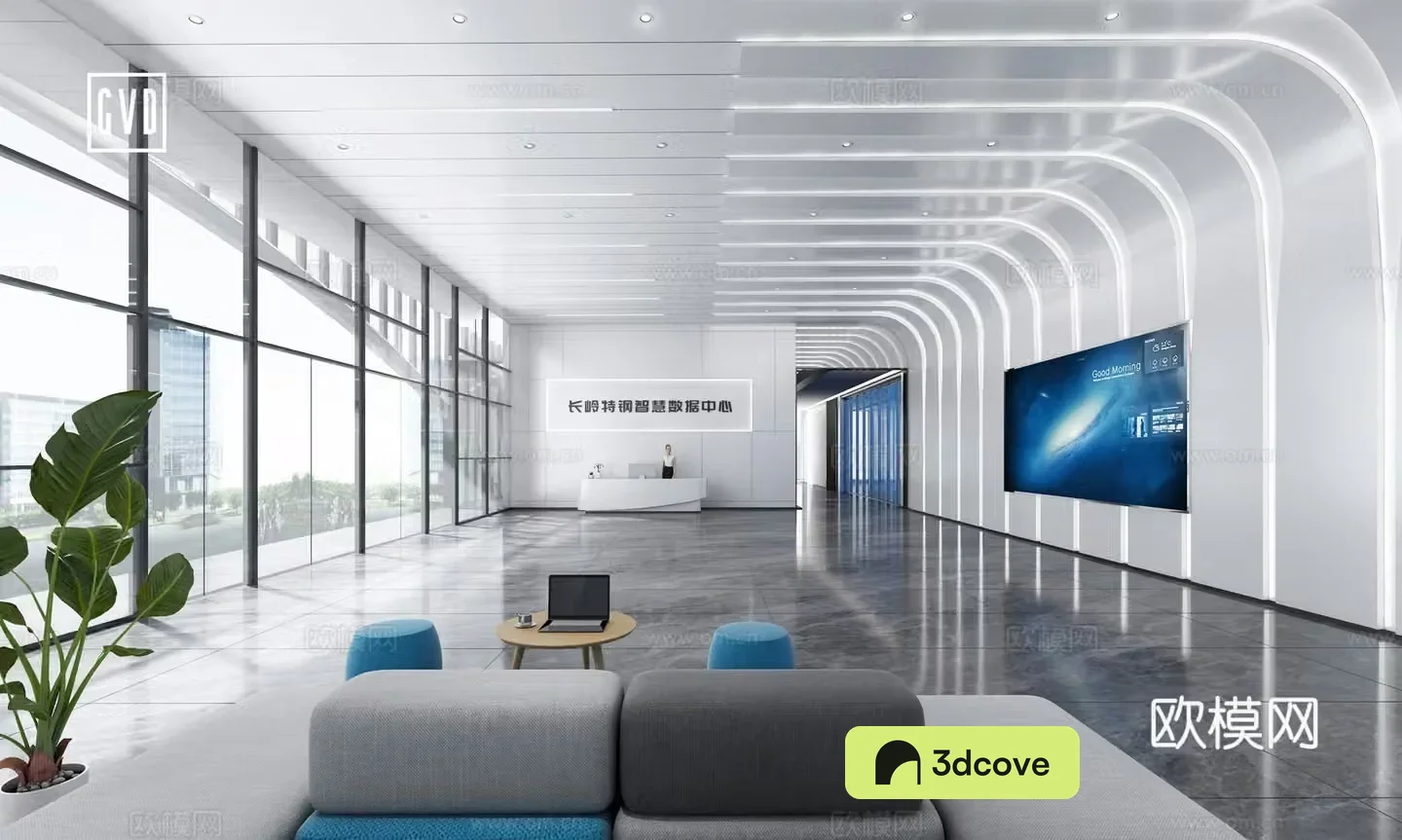Digital Intelligence Center Reception Hall Reception Space Modern Technology Hall White Door