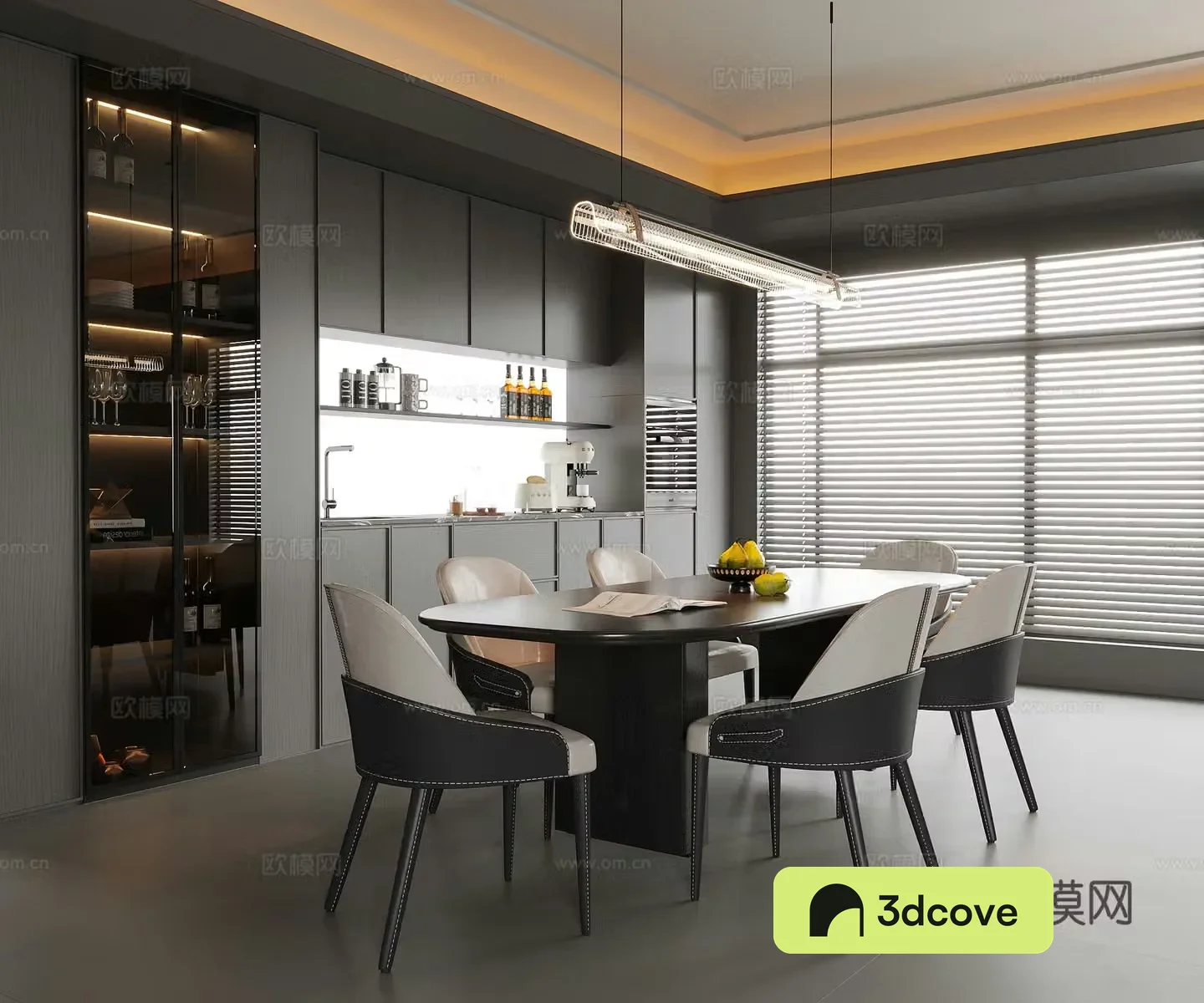 Modern high-end gray restaurant wine cabinet sideboard