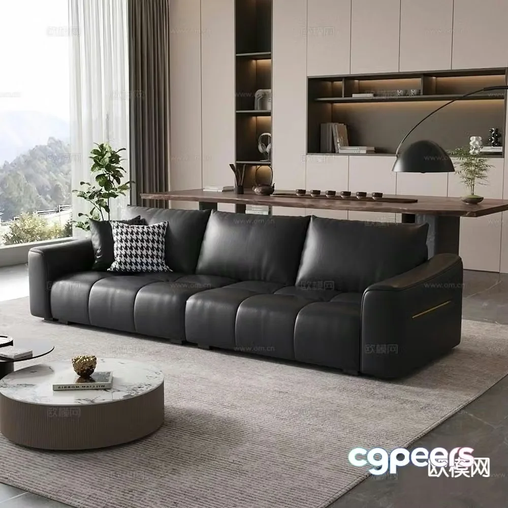 Italian sofa three person sofa leather sofa 3d model