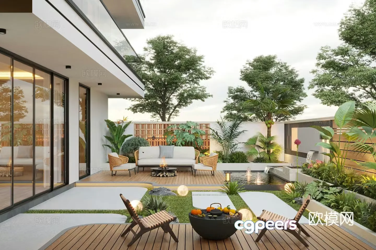 Modern courtyard landscape Villa courtyard Garden waterscape Landscape Landscape Sketch 3d model 3d model