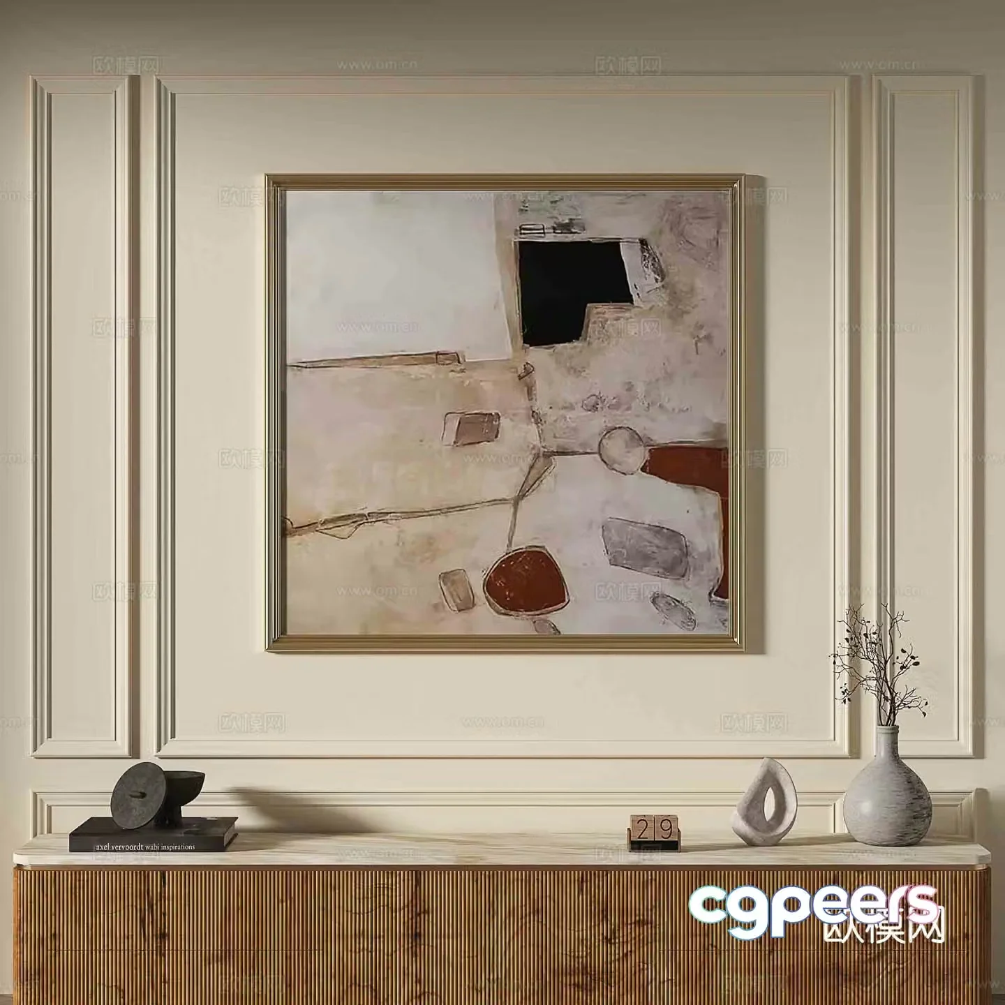 French abstract painting decorative painting 3d model