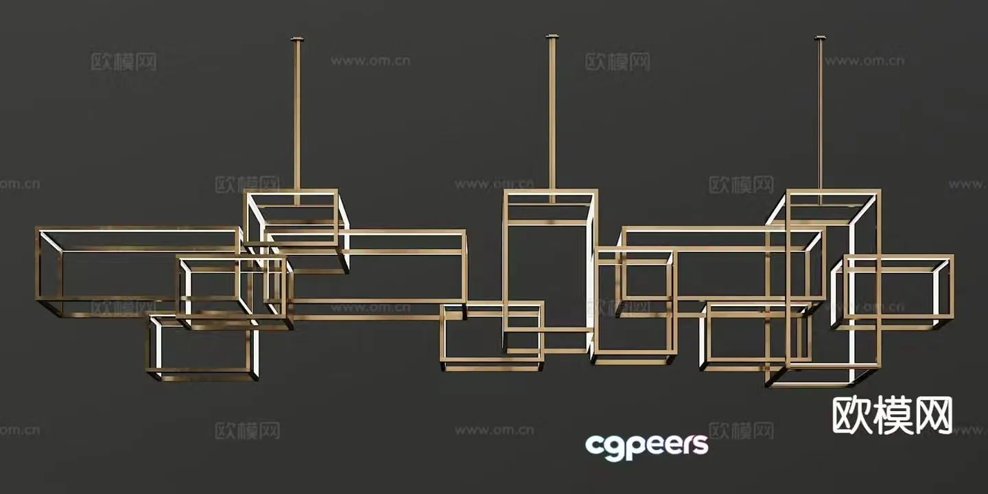 Modern geometric chandelier metal chandelier 3d model
