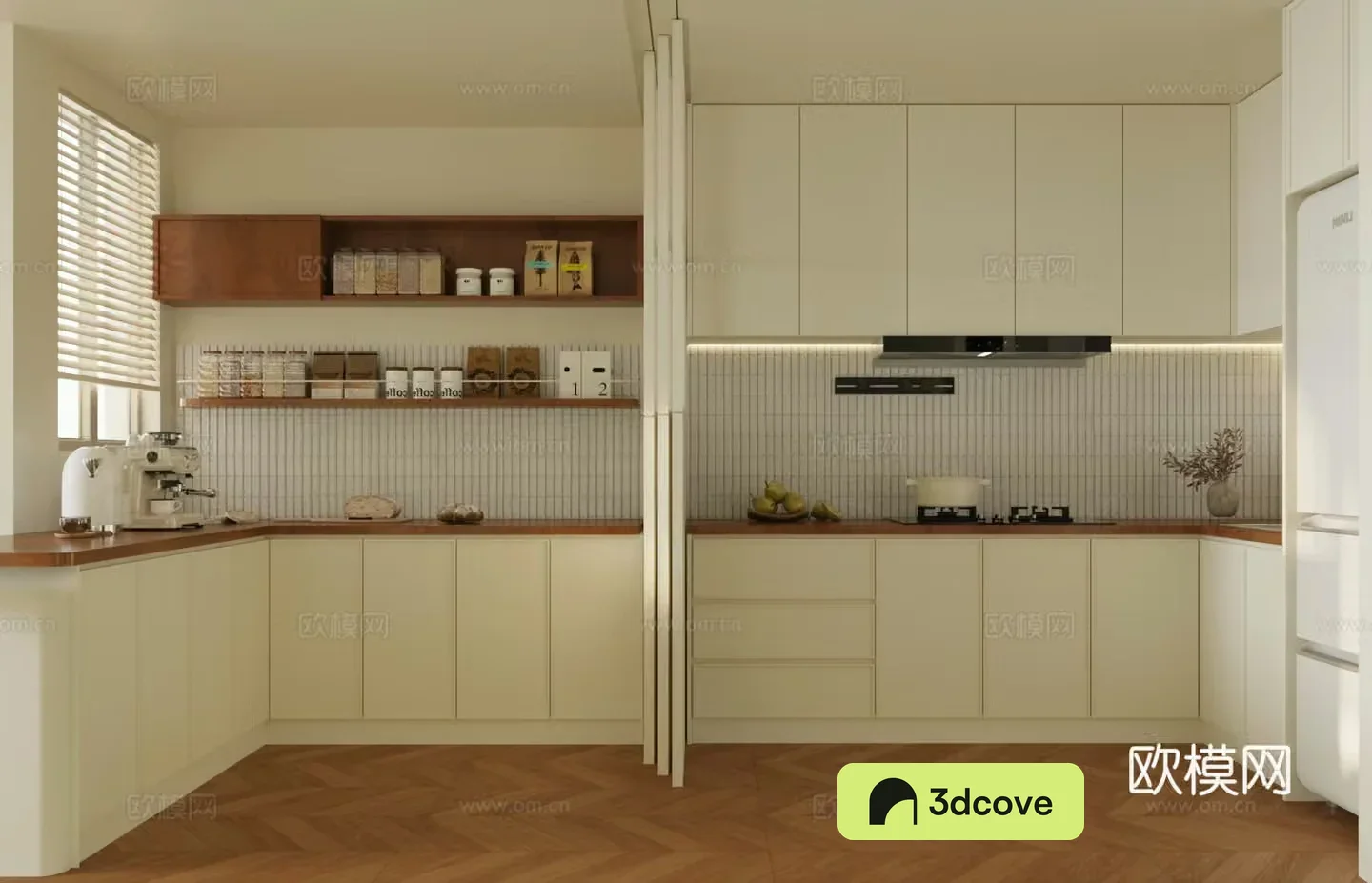 Retro medieval open kitchen Retro cream style kitchen Kitchen supplies combination Medium style kitchen 3d model