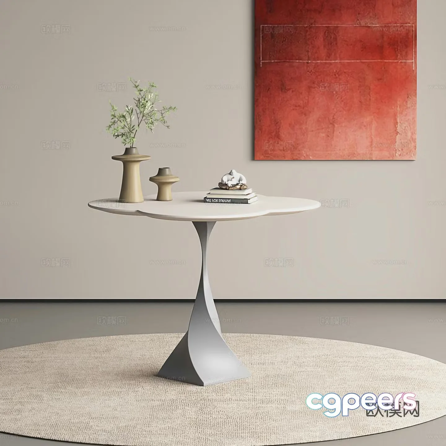 Modern dining table Simple dining table Creamy dining table Negotiation table 3D model