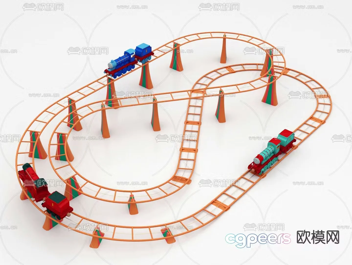 Modern children’s track train toy 3d model