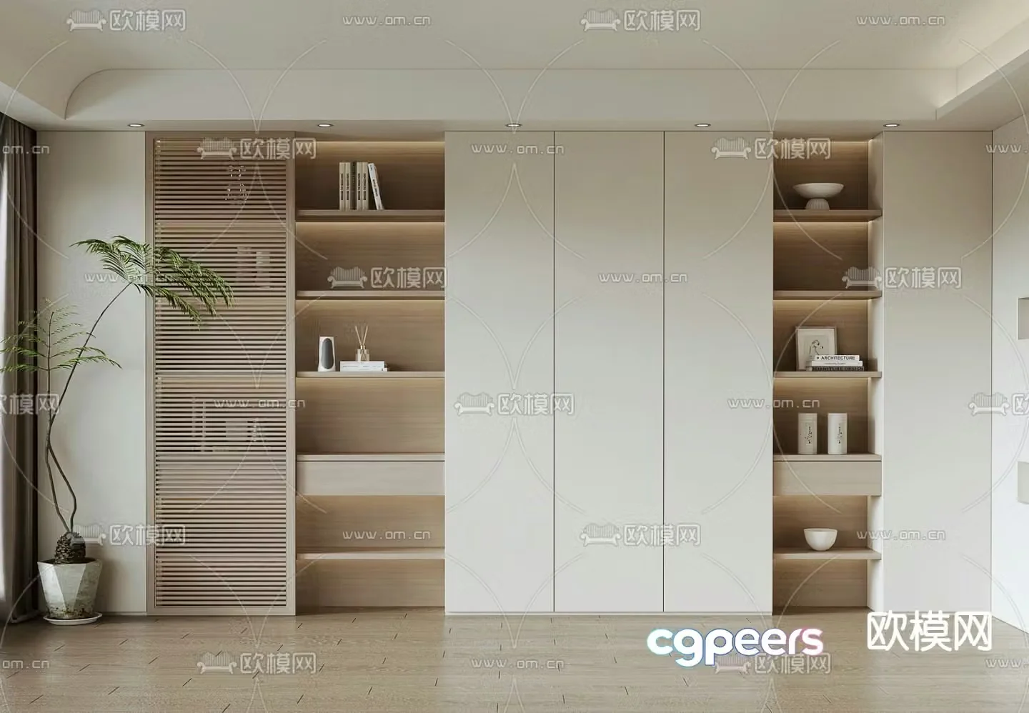 Modern bookcase display cabinet 3d model