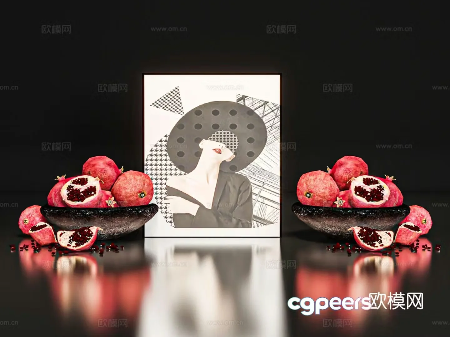 Modern jewelry ornaments decorative paintings fruit plate 3D model