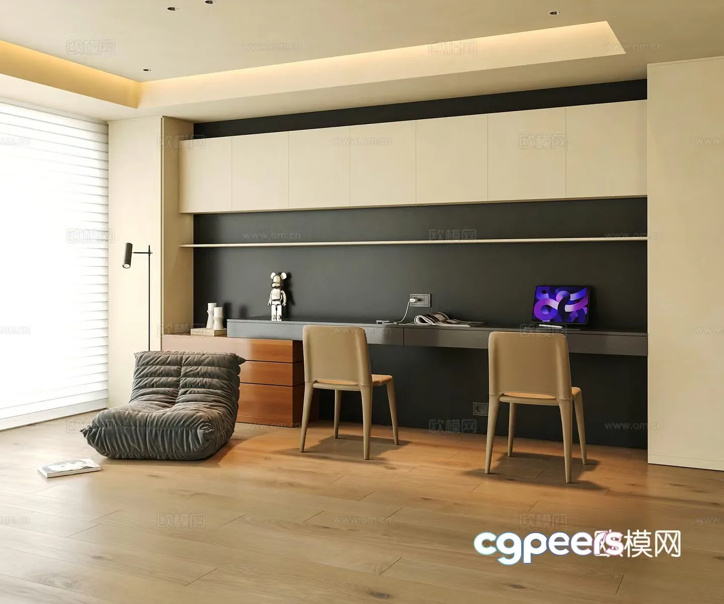 Modern study room 3d model
