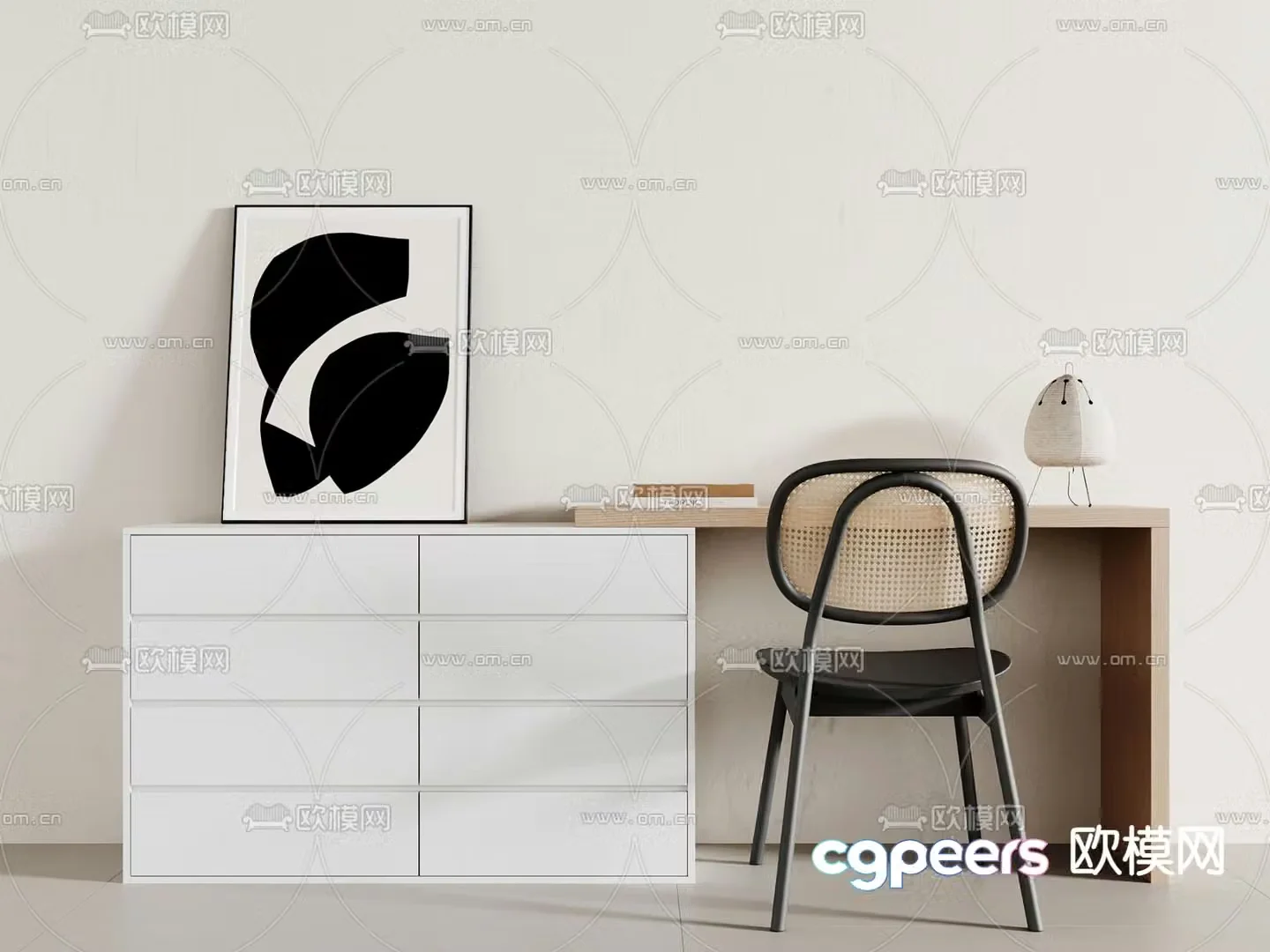 Modern desk writing desk computer desk 3d model