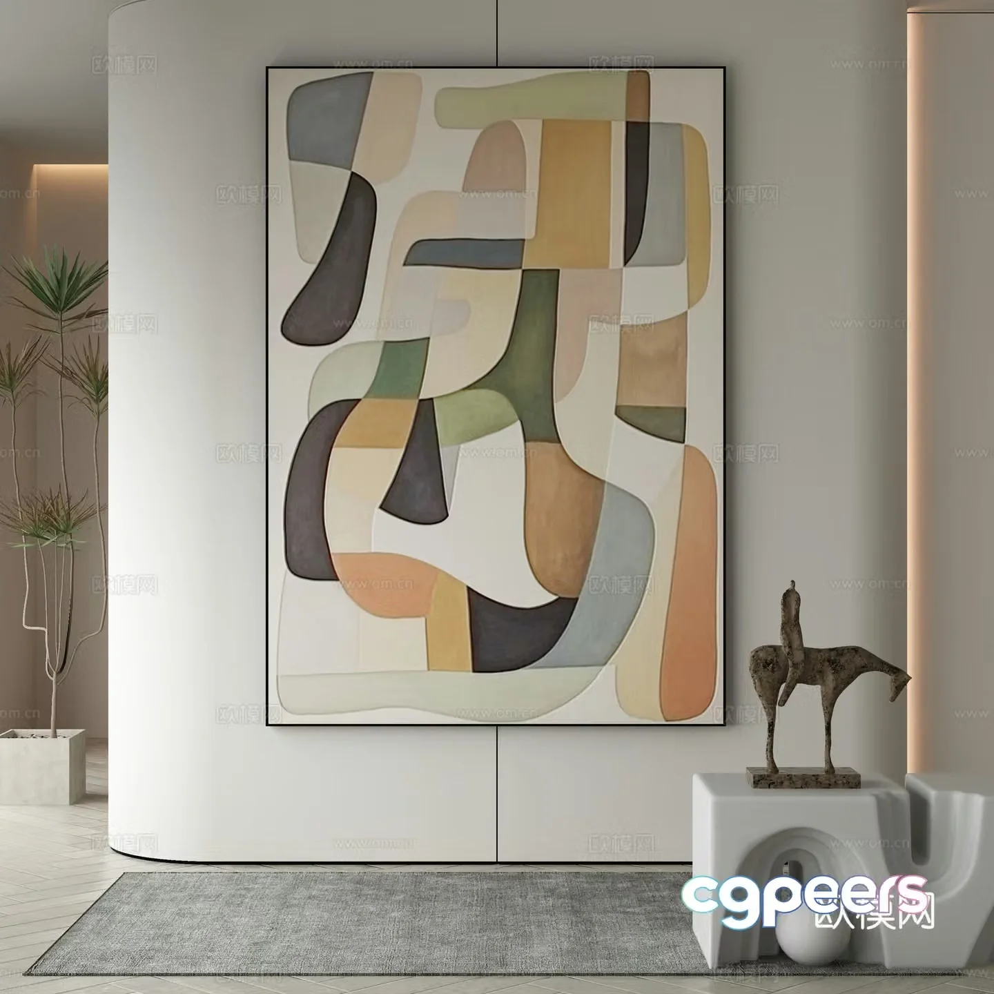 Modern decorative painting Abstract painting 3d model