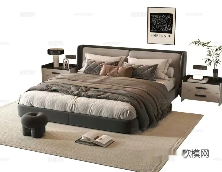 Cozy Modern Bedroom 3D Model – 8990 – VRAY Render