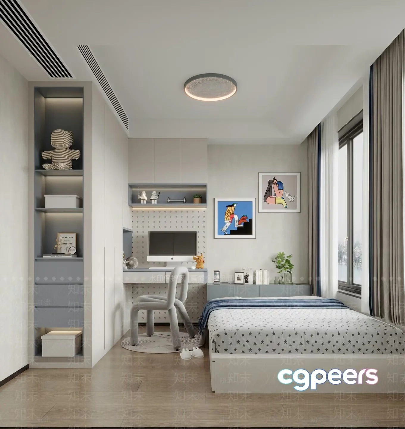 Modern Minimalist Bedroom 3D Model – 594 – VRAY Render