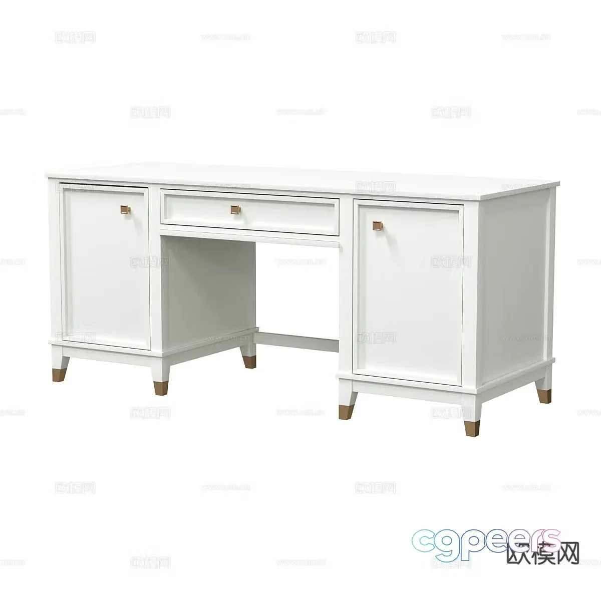 Simple European desk 3d model