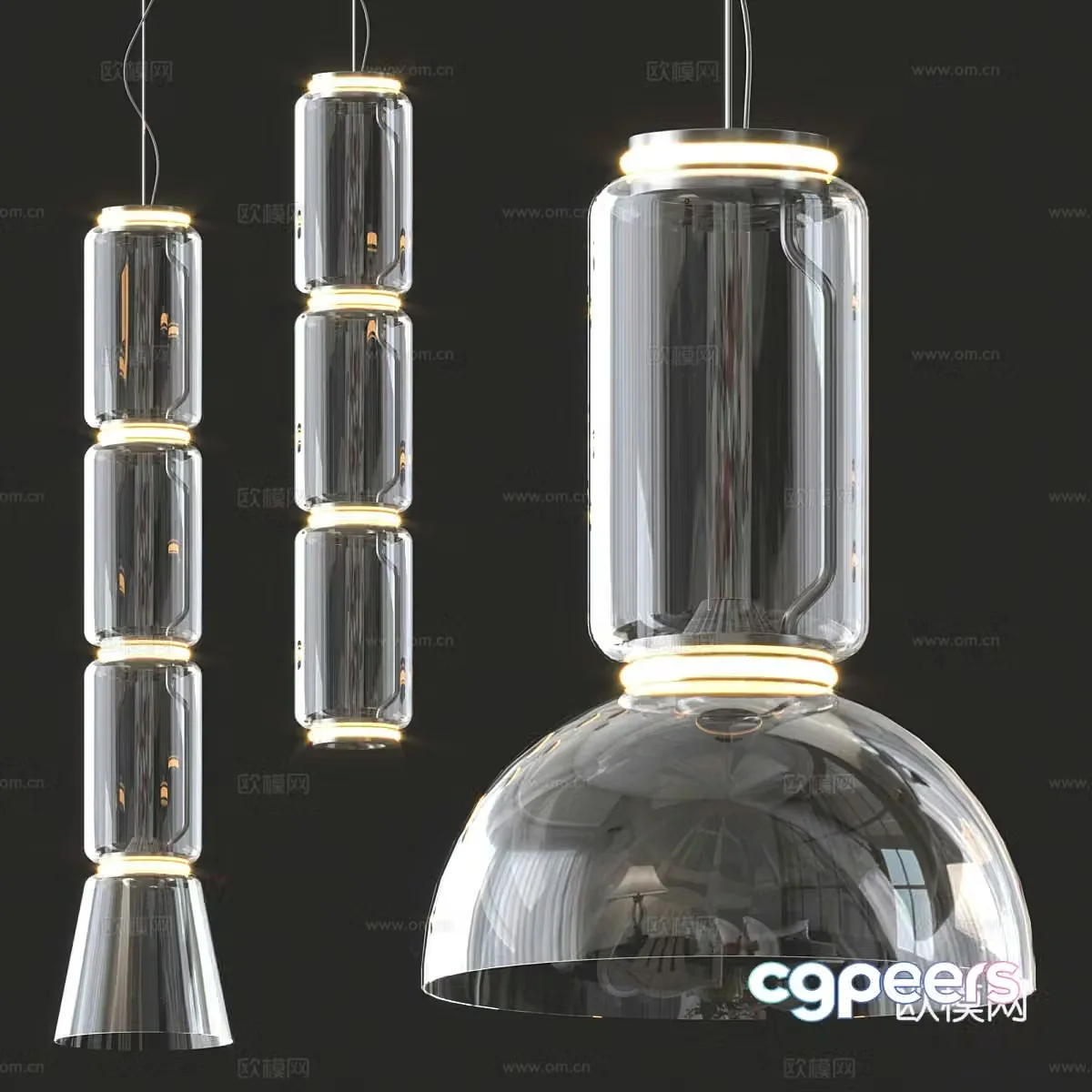 Modern glass chandelier 3d model